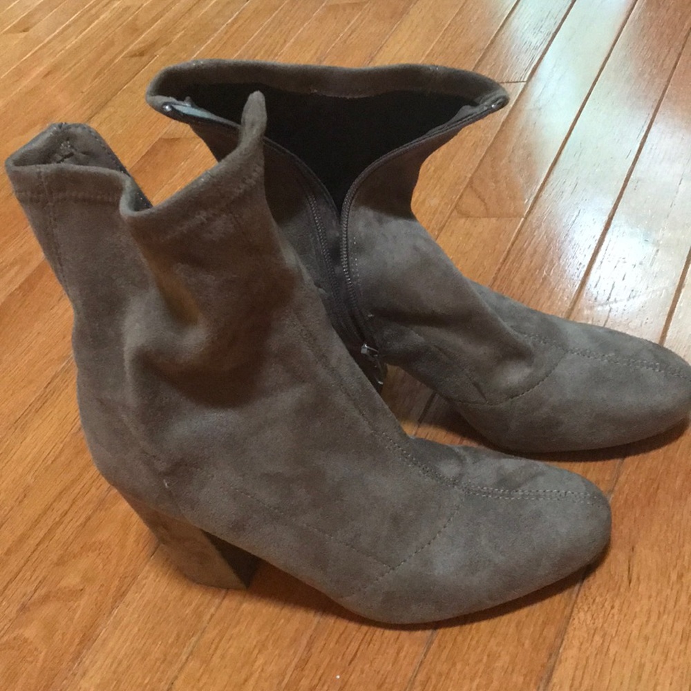 Wild love tan canvas heeled booties